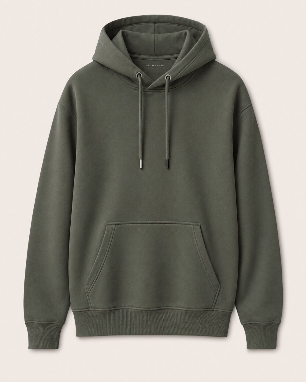 WAVE Hoodie von CALYPSO GIANO in Khaki als Produktfreisteller auf hellem Hintergrund.