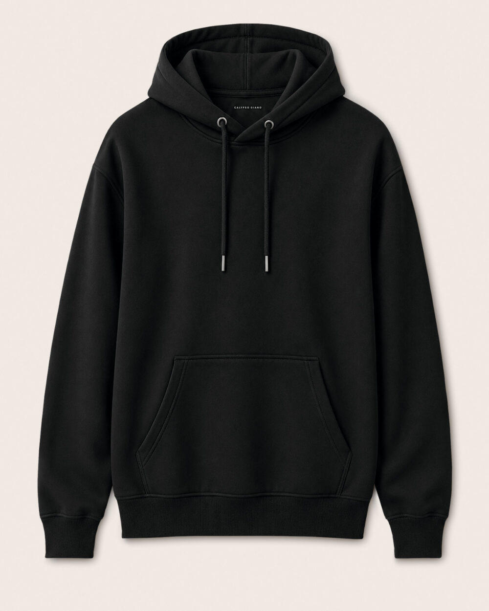 Schwarzer WAVE Hoodie von CALYPSO GIANO als Produktfreisteller auf hellem Hintergrund.