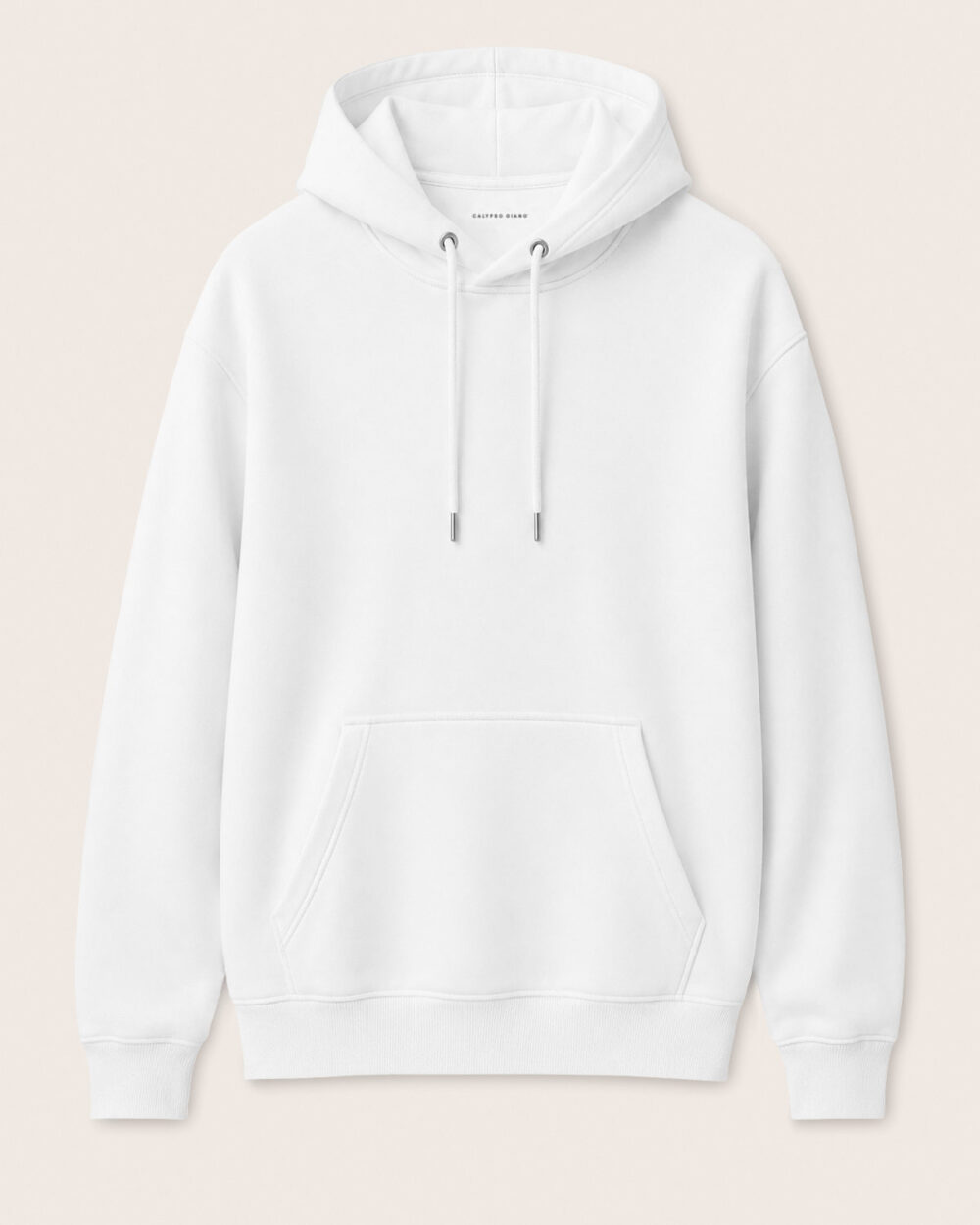 Weisser WAVE Hoodie von CALYPSO GIANO als Produktfreisteller auf hellem Hintergrund.